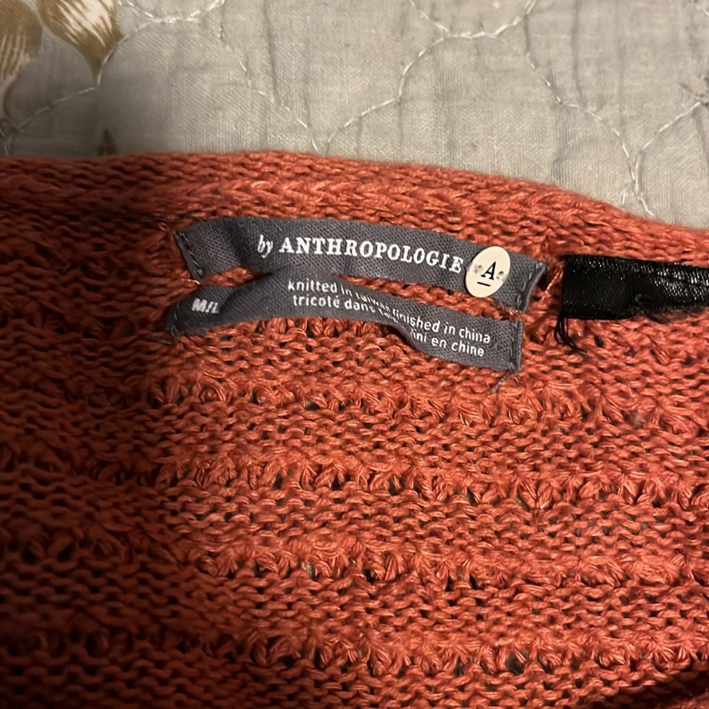 Anthropologie Orange / Dark Coral Knit Short Sweater - Med / Large - Picture 2 of 7